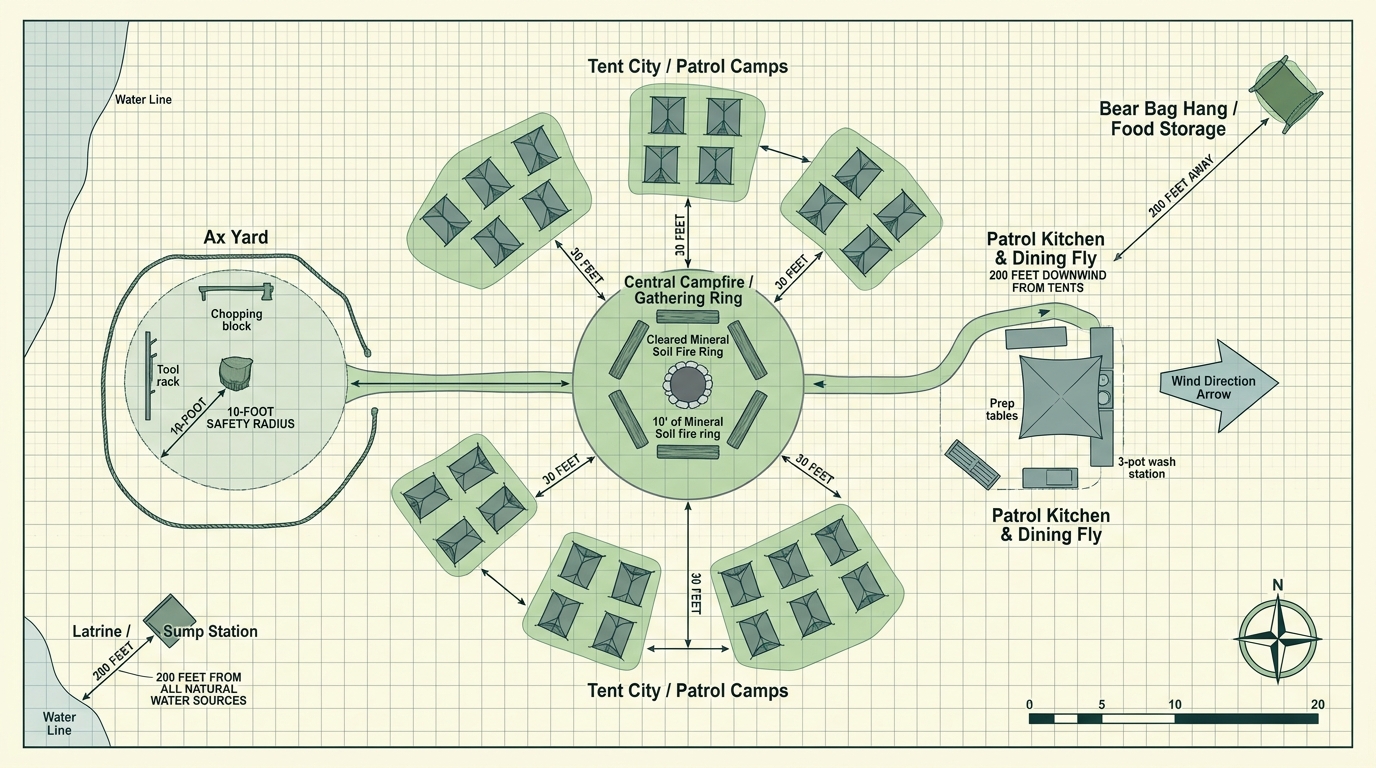 Patrol Campsite Layout and Safety Zoning Masterplan