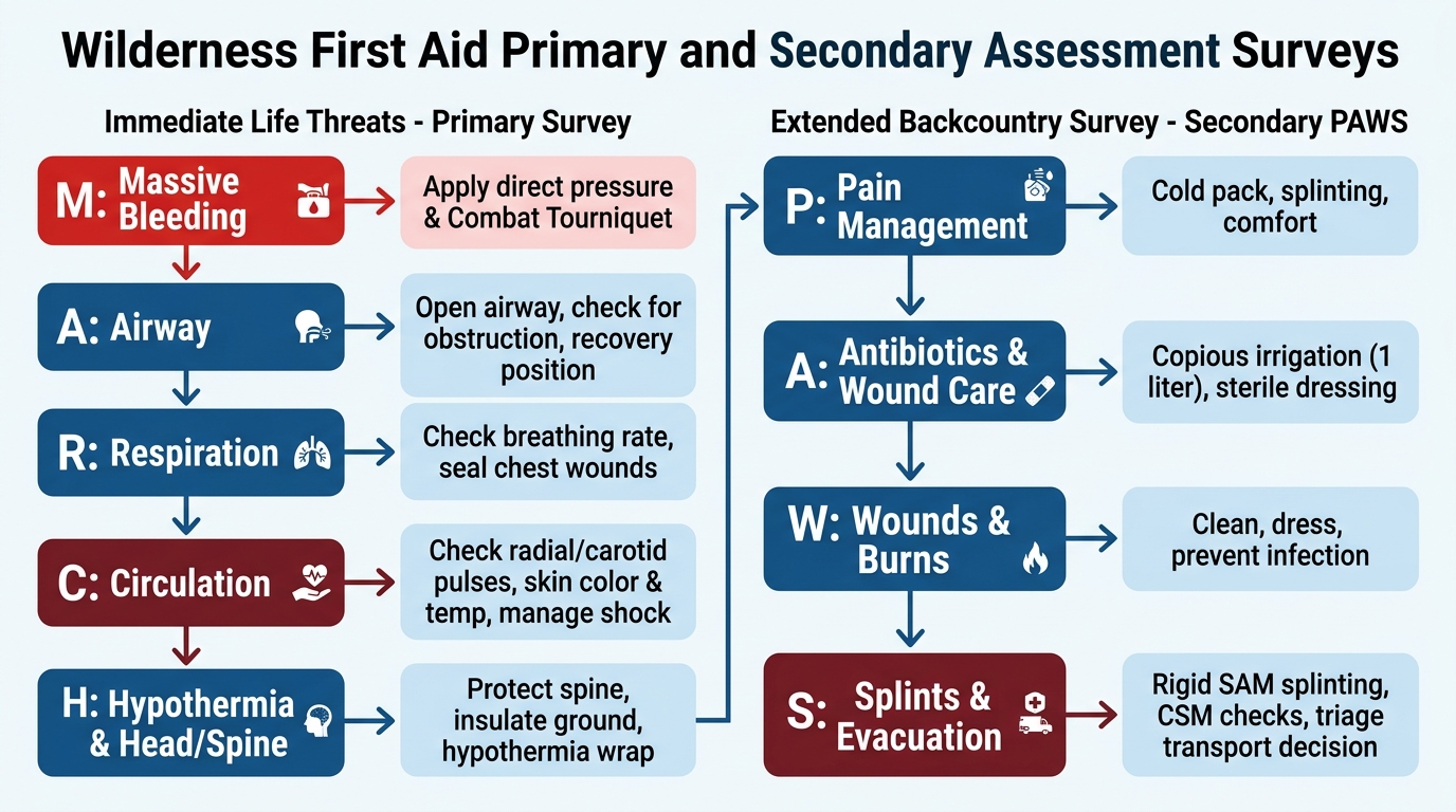 Backcountry Wilderness First Aid Primary Assessment (MARCH PAWS)
